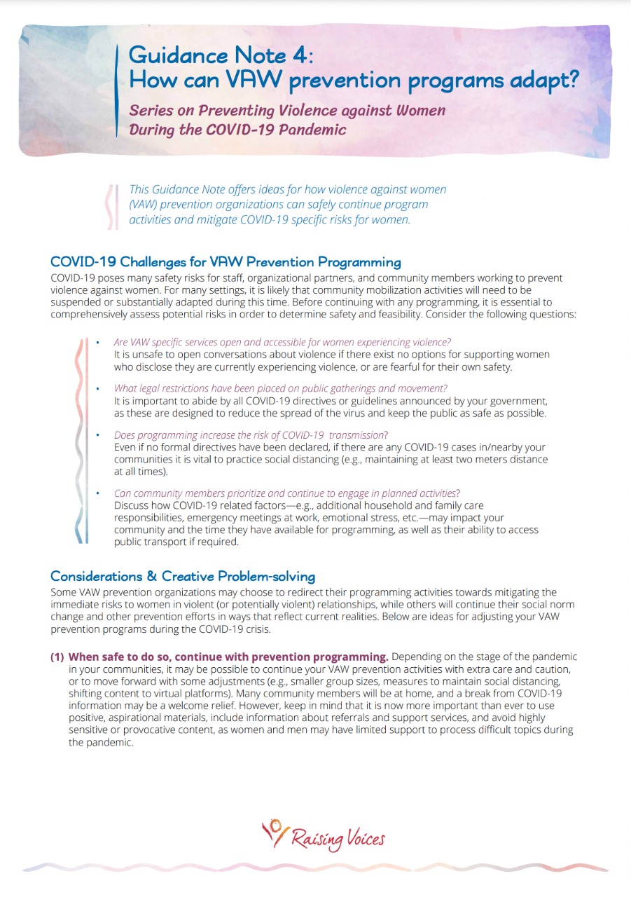 How can VAW prevention programs adapt?
