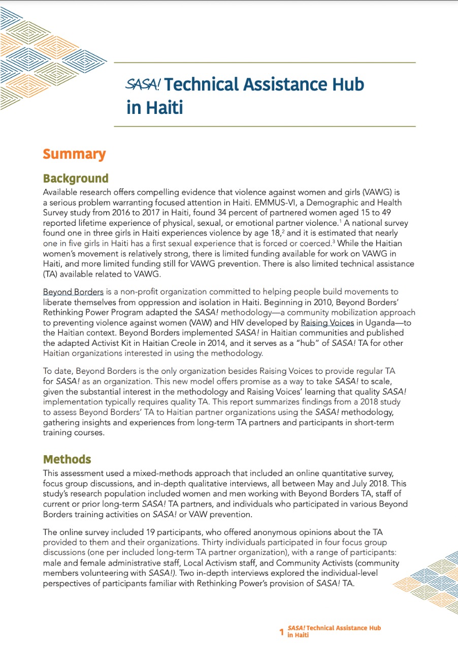 Technical Assistance Hub in Haiti (Summary)