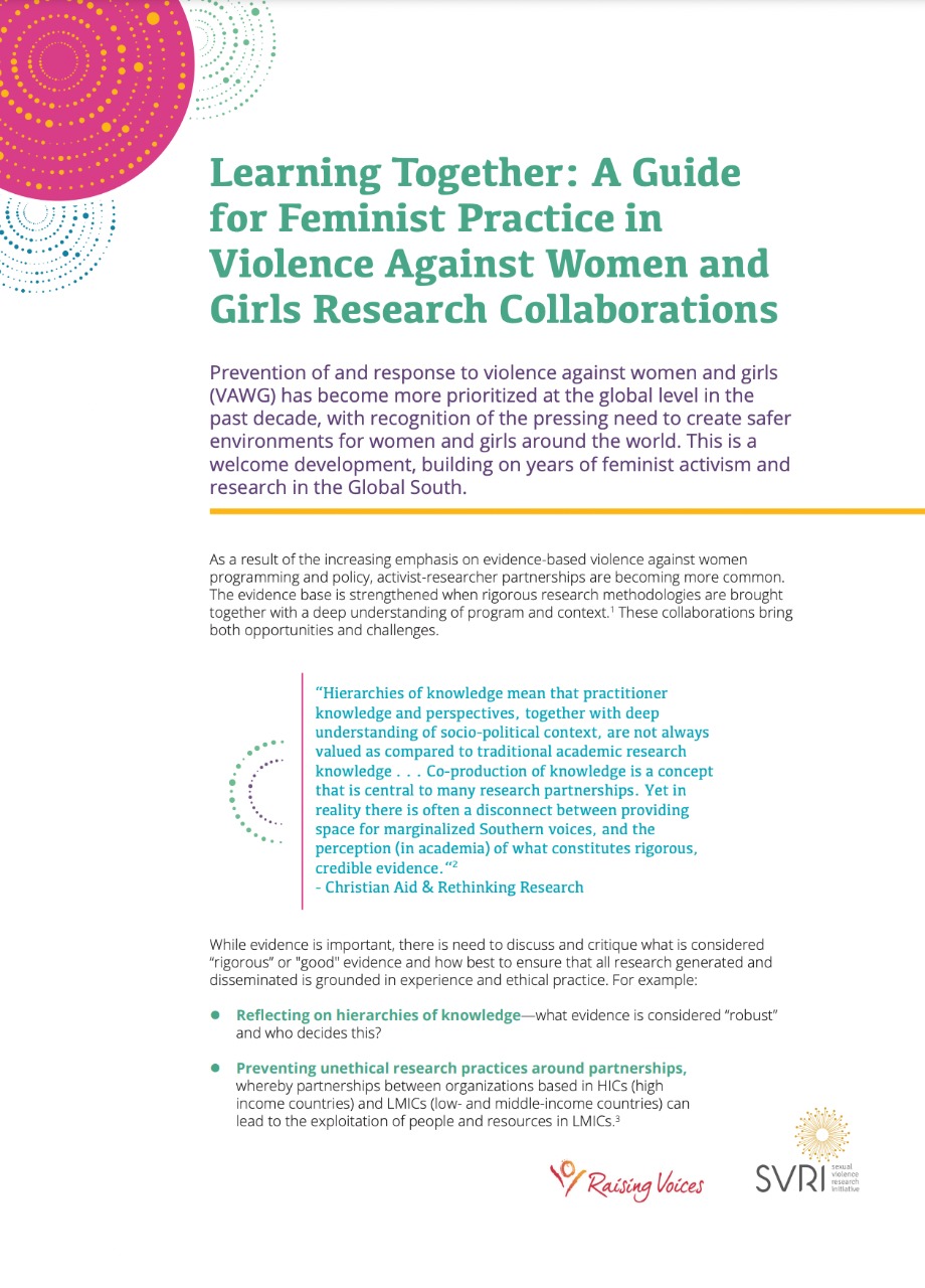 A Guide for Feminist Practice in Violence against Women and Girls Research Collaborations