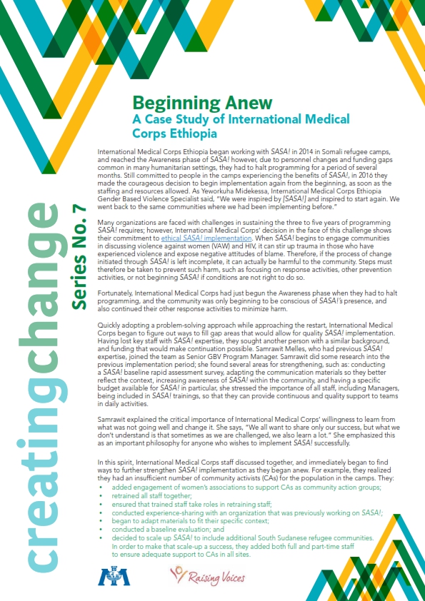 Beginning Anew: A Case Study of International Medical Corps Ethiopia