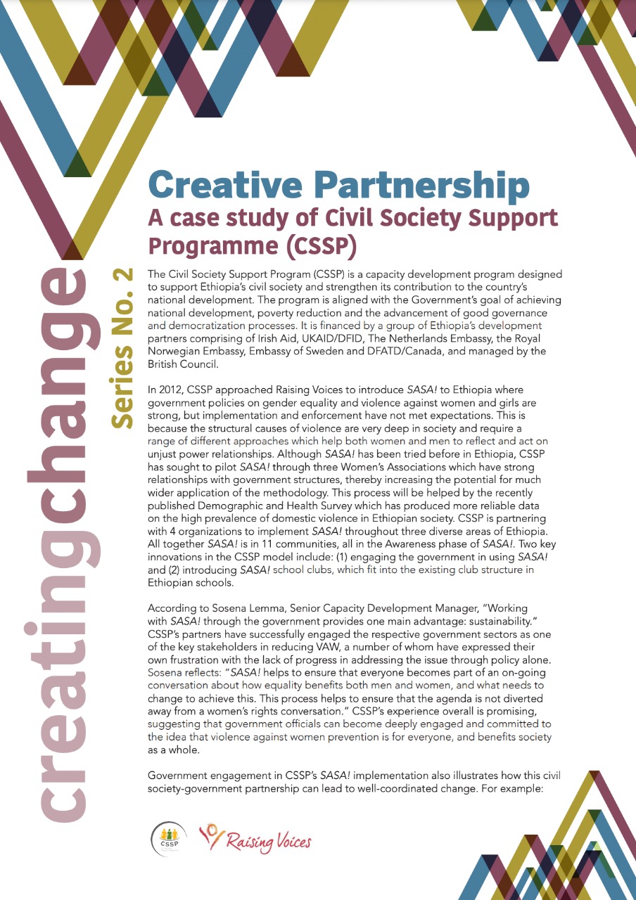 Creative Partnership: A case study of Civil Society Support Programme (CSSP)