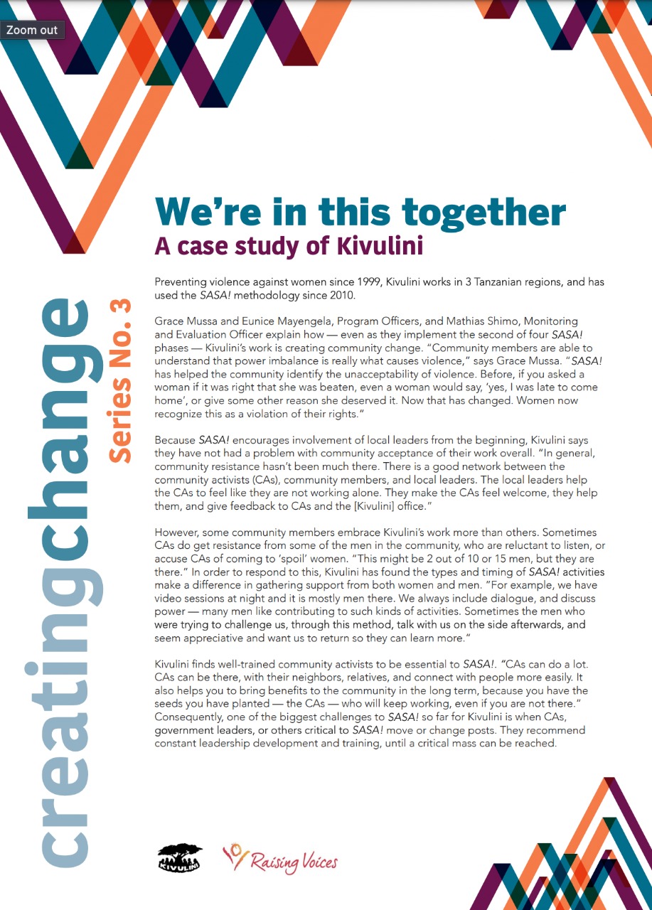 We’re in this together: A case study of Kivulini