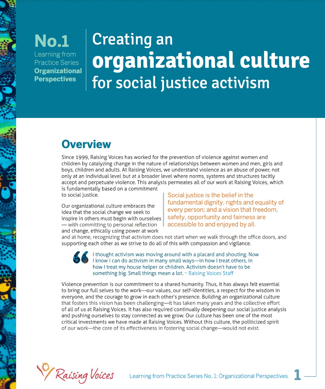 Creating an organizational culture for social justice activism