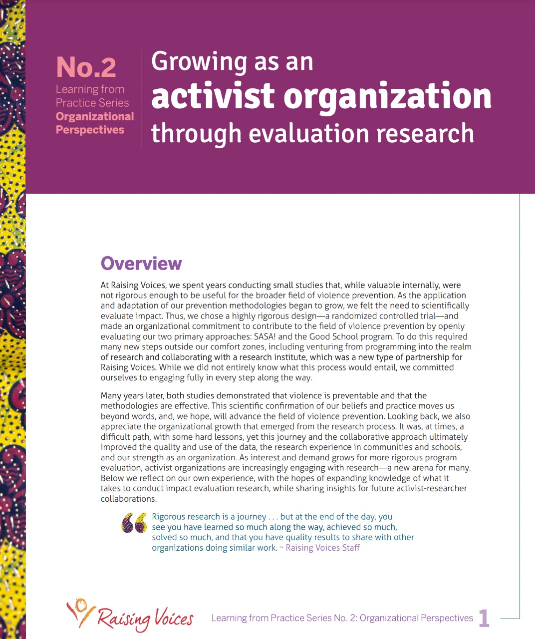 Growing as an activist organization through evaluation research