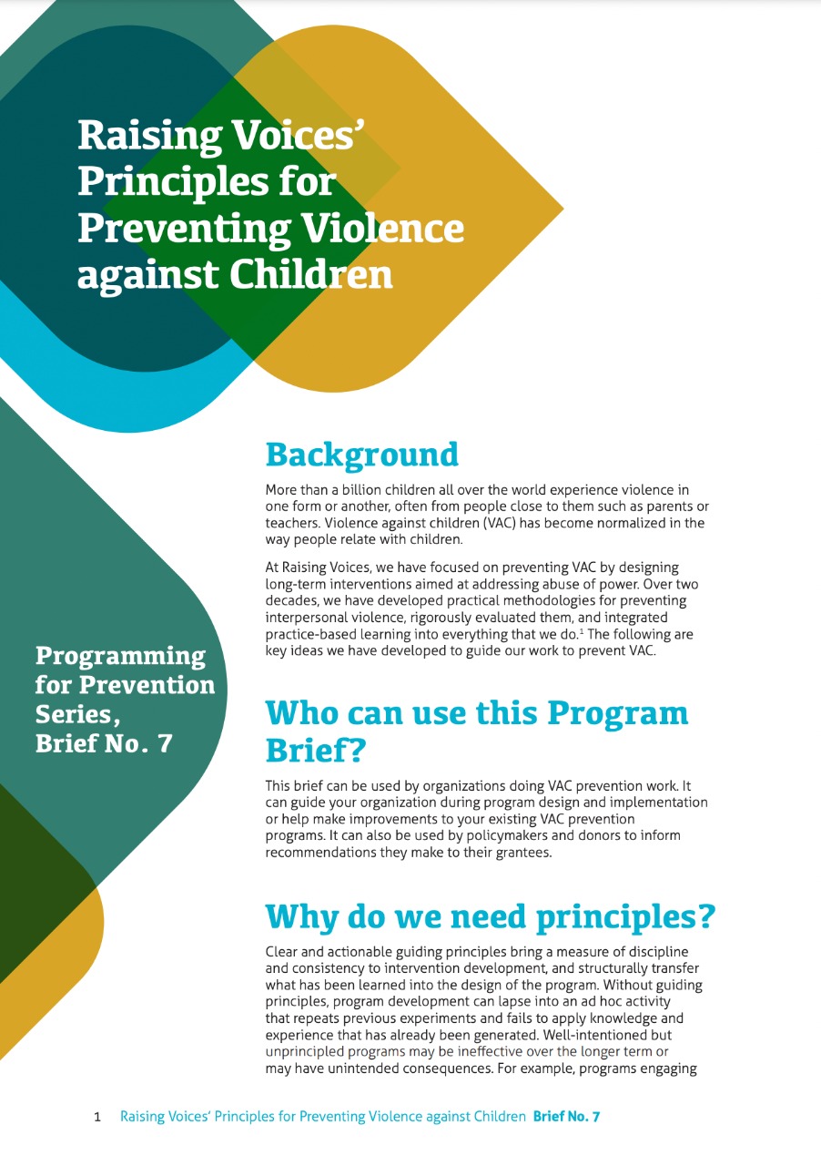 Raising Voices’ Principles for Preventing Violence against Children
